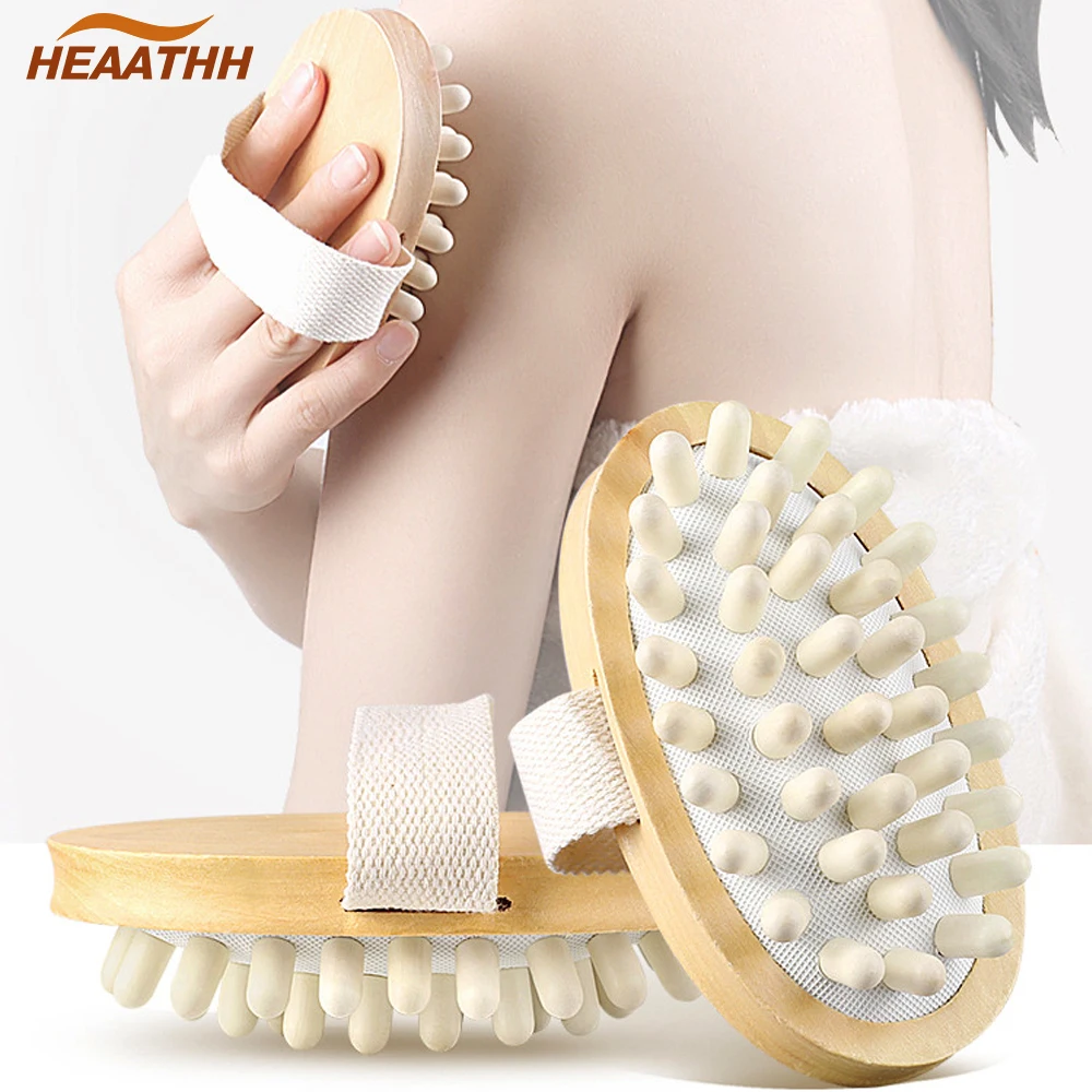 

HEAATHH Wood Anti Cellulite Massager Body Slimming Circulation Brush Muscle Relax Palm Sauna Spa Bath Massage