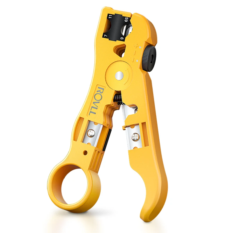 ROVLL All-In-One RJ45 Stripper Cable Stripper Wire Stripper Coaxial Cable Stripper RG59 RG6 RG7 RG11 Cutter for Round Flat Cable