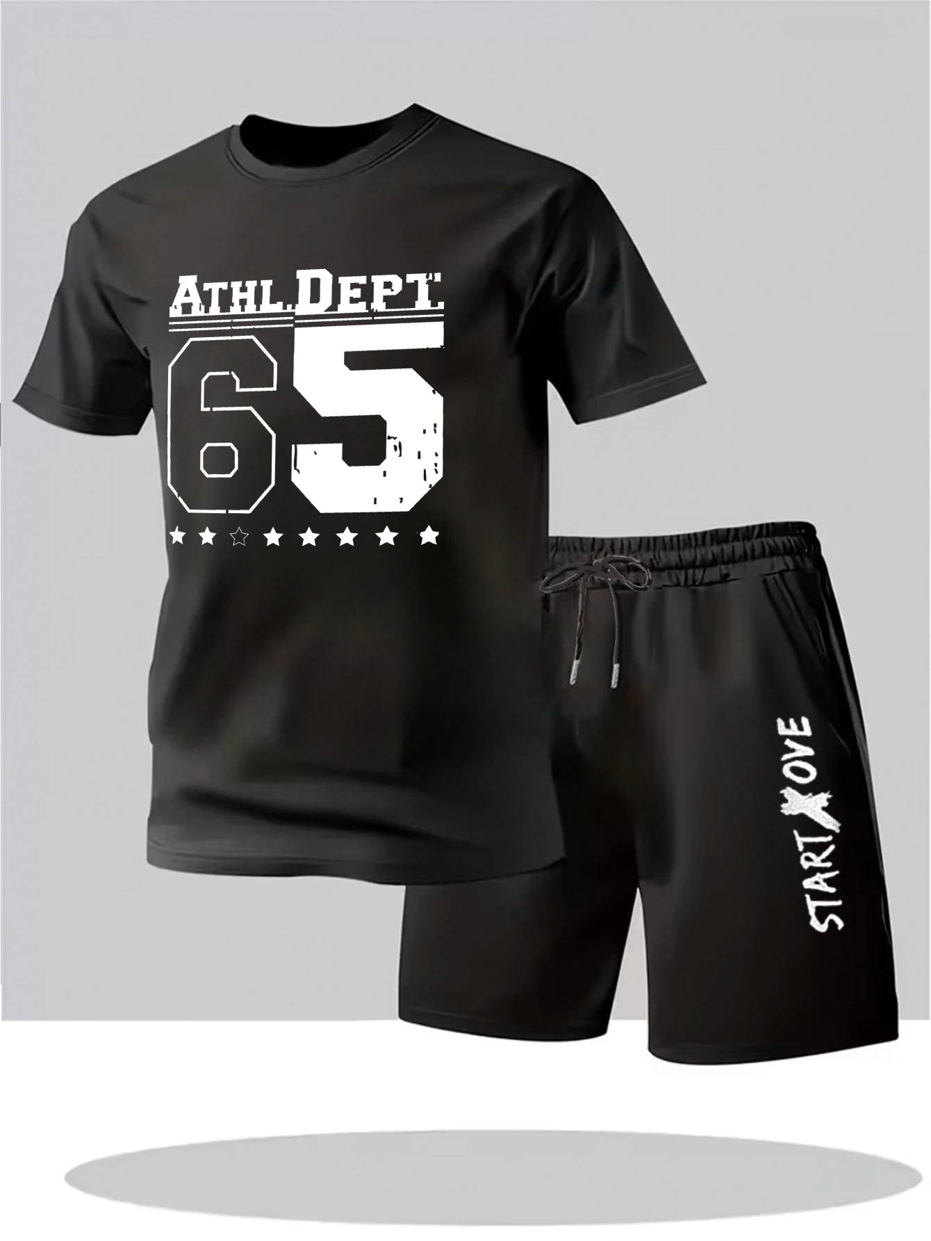 

Мужской летний костюм 2025: комплект из двух предметов, полиэстер, спортивный костюм с принтом, тонкий, для мужчин