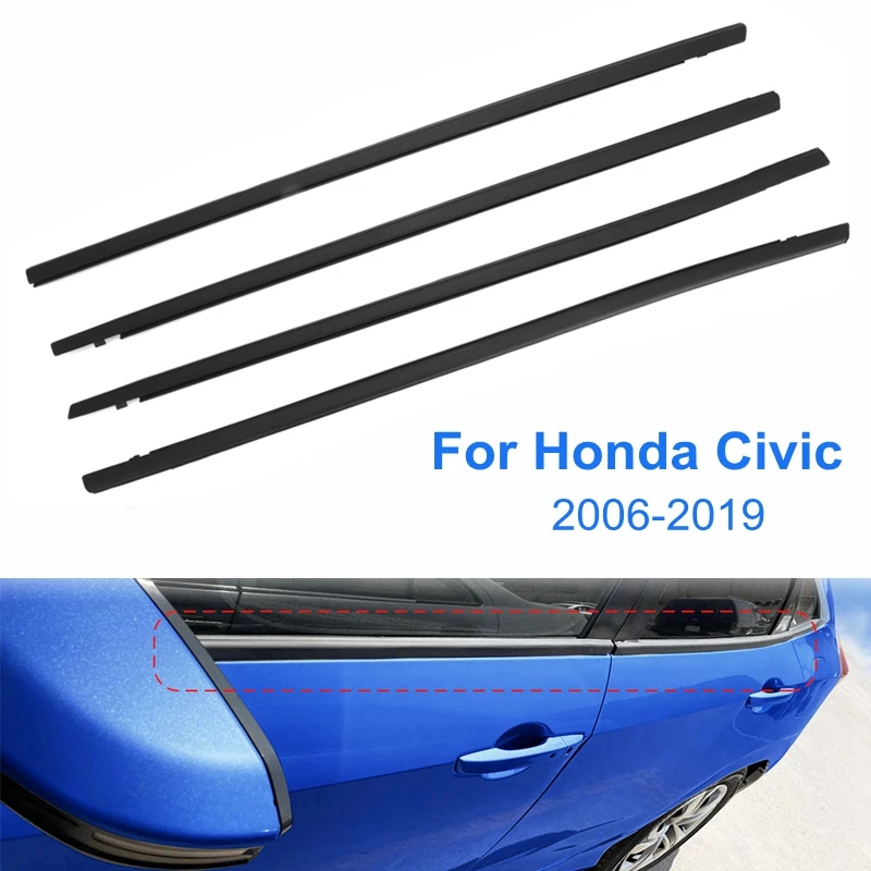 

For Honda Civic 2006-2019 Car Window Glass Weatherstrip Seal Belt Trim Sealing Strips Rubber Outer Window Sealed Accessories