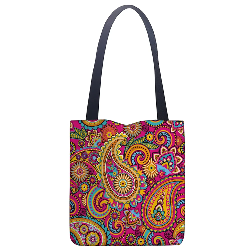 Boho Mandala Tote Bag Mexican Ethnic Traditional Pattern Cotton Cloth Shoulder Shopper Bags For Women Handbag Eco Shopping Bag