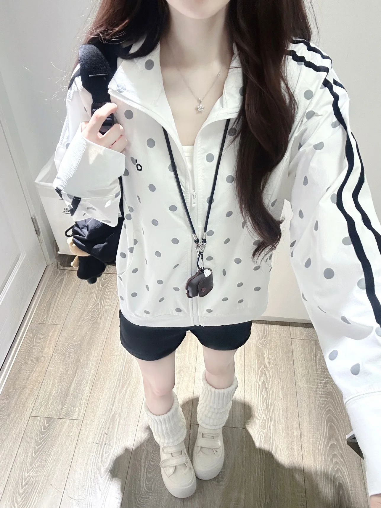 

American Style Polka Dot Lightweight Outdoor Women's Summer Sporty Striped UV Protection Clothing Sunscreen Outerwear