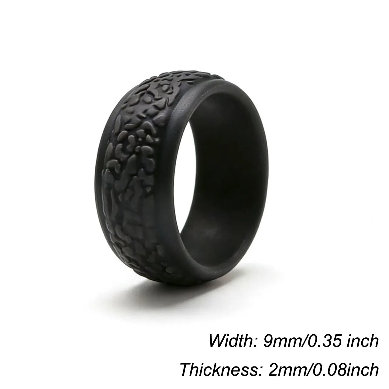 1pc 8.7mm Grouper Pattern Silicone Ring Sports Explorer Outdoor Running Rubber Bands Finger Rings Comfortable Great Gift for Men
