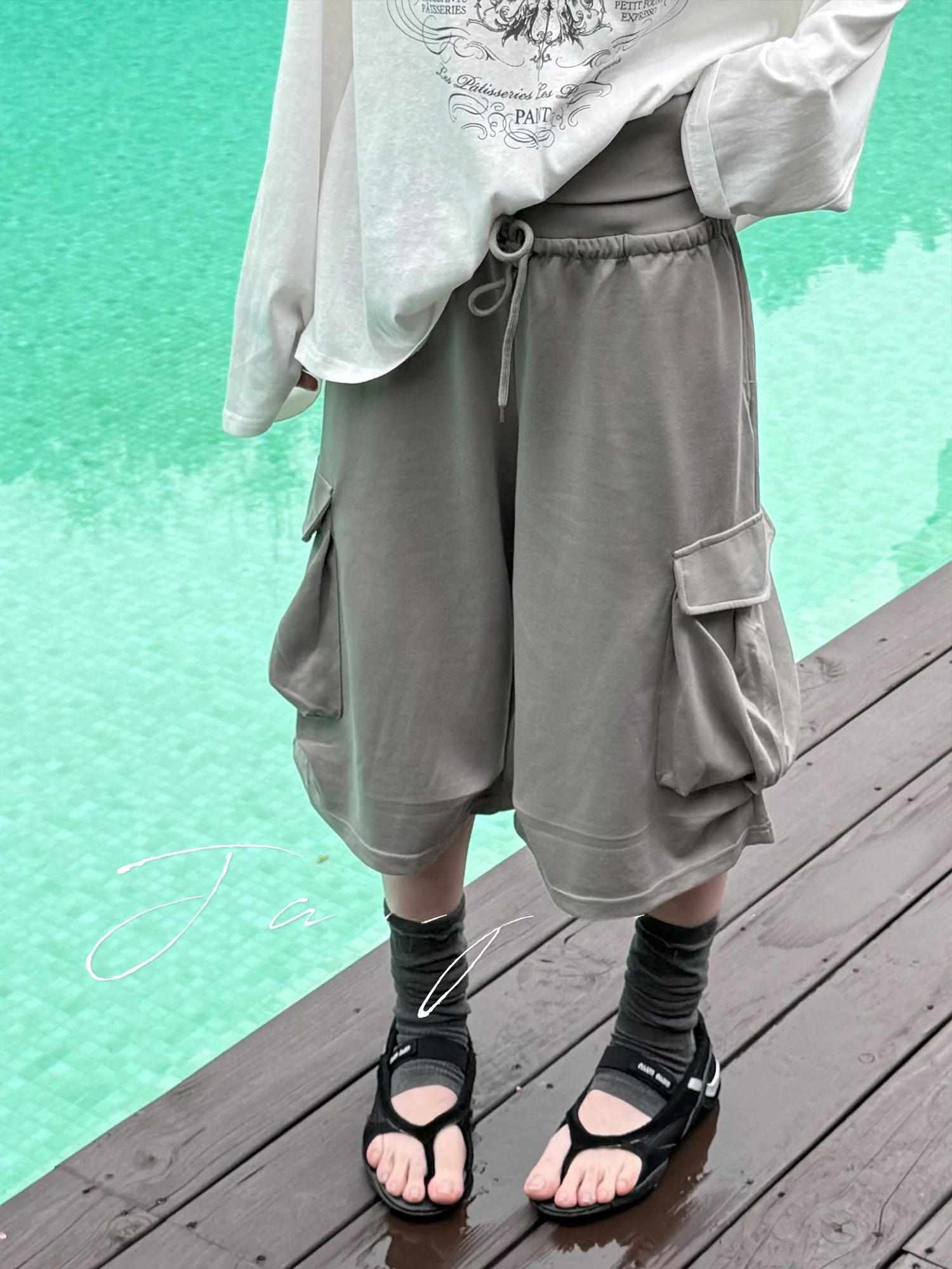 

Jaajaaa Amber Tundra Casual Versatile Workwear High Waist Flared Slimming Lazy Match All Cotton Blend Straight Leg Pants