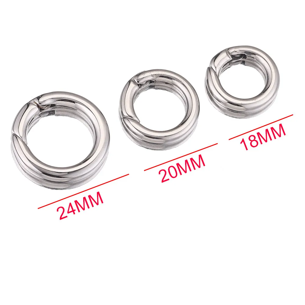 Stainless Steel Round O Ring Spring Clasps Keychain Bag Clips Hook Chain Buckles Lobster Clasp Connector for DIY Jewelry Making