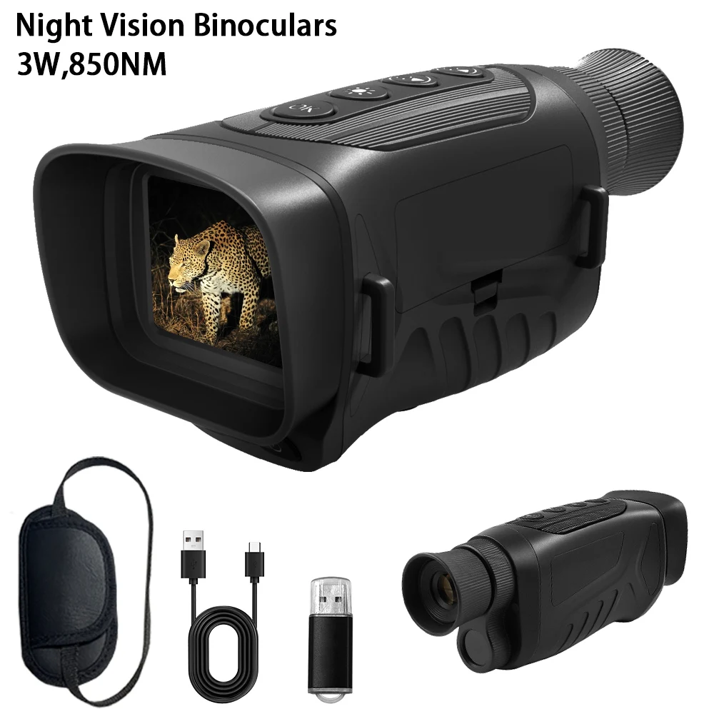 

Night Vision Goggles Binoculars 3W/850nm IR LED Vision Scope 8X Digital Zoom for Hunting Camping Travel