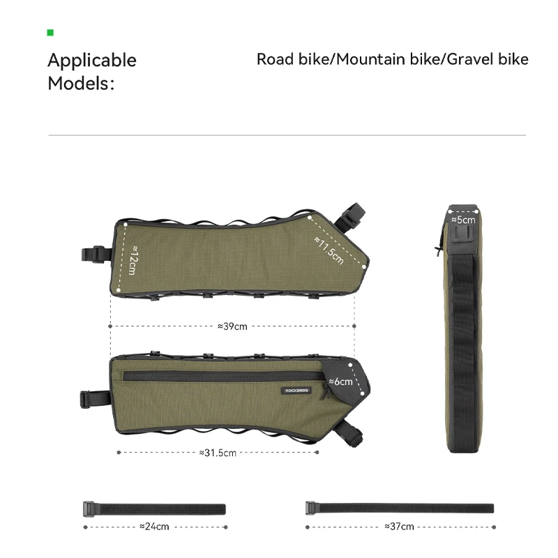 حقيبة الدراجة الإطار السفلي ركوب الخيل حقيبة محمولة 1.9L سعة كبيرة حقيبة دراجة سهلة التركيب الطبقات التخزين مريحة