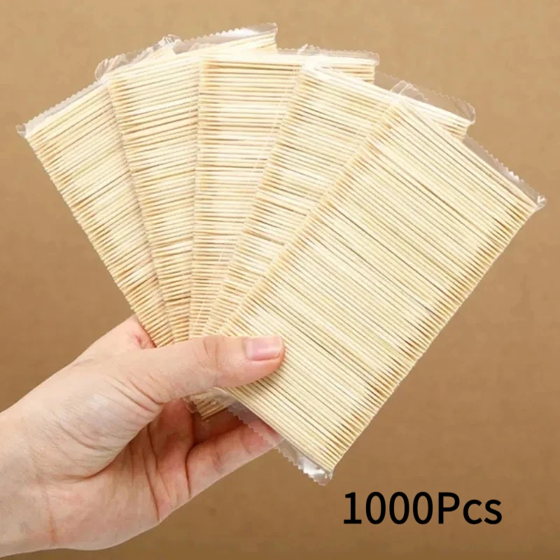 Home Teeth 1000PCS Disposable Double Headed Toothpicks Natural BambooHome Kitchen Restaurant Hotel Portable Cleaning Tool