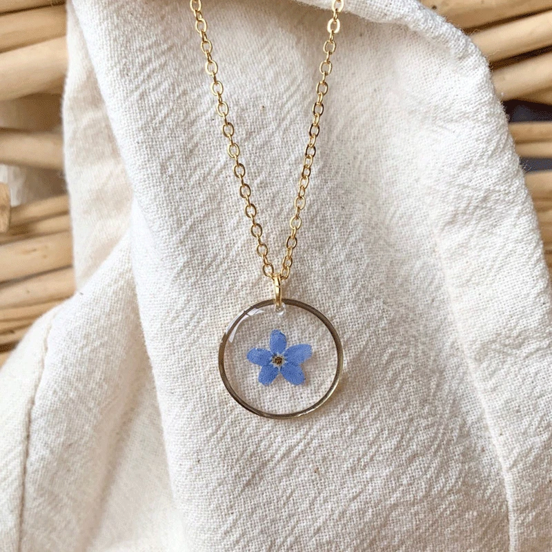 Forget-Me-Not-Necklace, Floral Necklace, Botanical Necklace, Botanical Necklace, Gift for Her