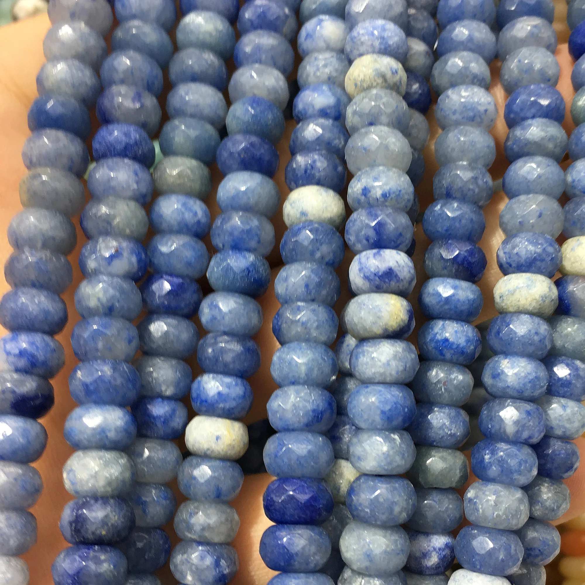 

Blue Aventurine Rondelle Faceted Beads Natural Gemstone Beads Loose Stone Beads For Jewelry Making 4x6mm 5x8mm 15''