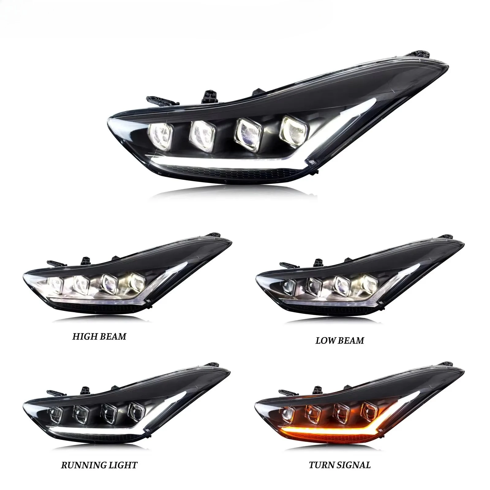 

for Elantra 2011-2016 Avante MD 2011-2016 Manufacturer Car Styling LED Headlights Modified Projector DRL Red Devil Lens