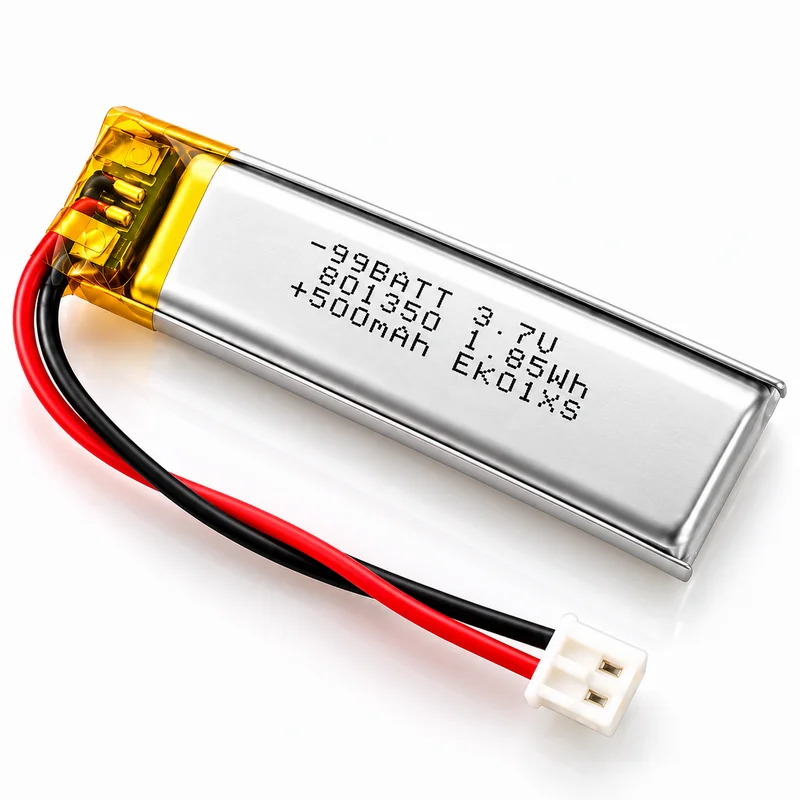 1-10pcs 801350 500mAh 3.7V Li-Polymer Battery, Rechargeable for Speaker, Bluetooth Headset, Smart Watch, Camera, MP3, GPS, DVD