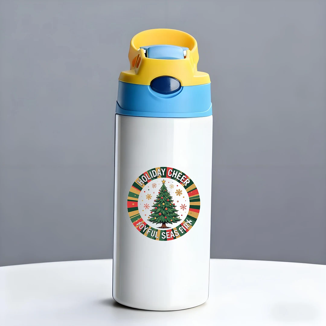 Изолированная чашка из нержавеющей стали 304, детская соломенная чашка, тематическая рождественская елка, подарочная коробка, набор, радостный рождественский сезон, незаменимый праздник