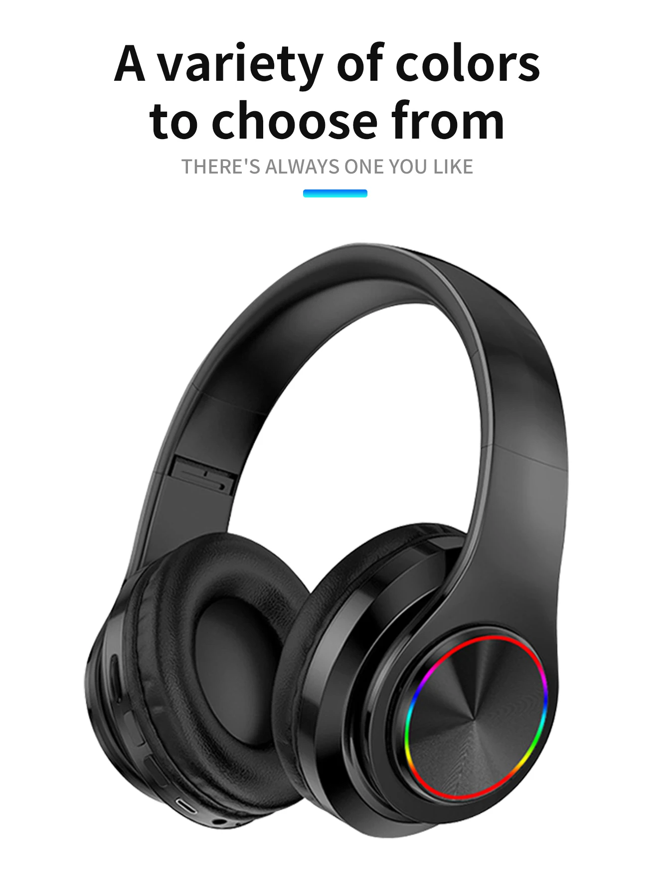 Description Picture 3 of itemWireless Bluetooth stereo noise-canceling headset gaming headset foldable LED Headset Music Headset