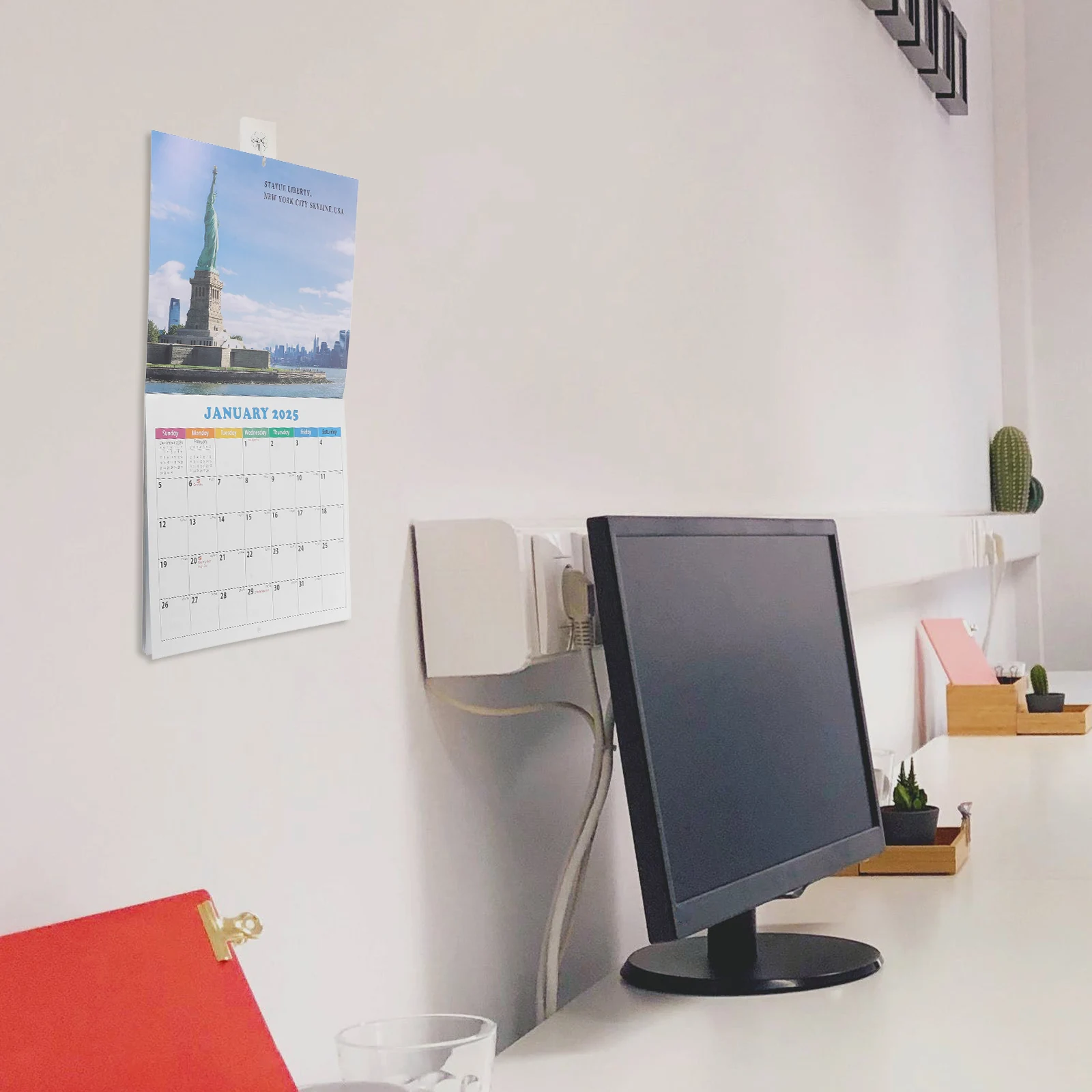 

World Scenery Wall Calendar 2025 Monthly School Hanging Desktop Universal Year Travel Planner Daily Schedule Office Desk