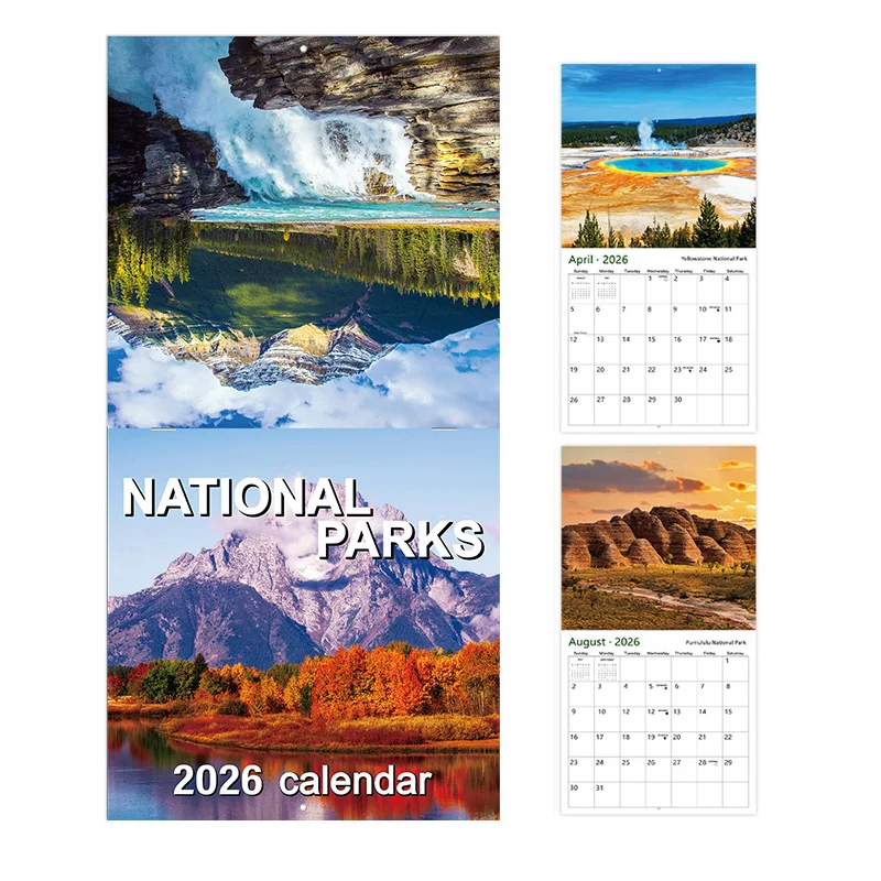 

Календарь парка национальной тематики на 2026 год, ежегодный ежемесячный планировщик, пейзажный календарь, домашний декор, подходит для домашнего офиса и т. д.