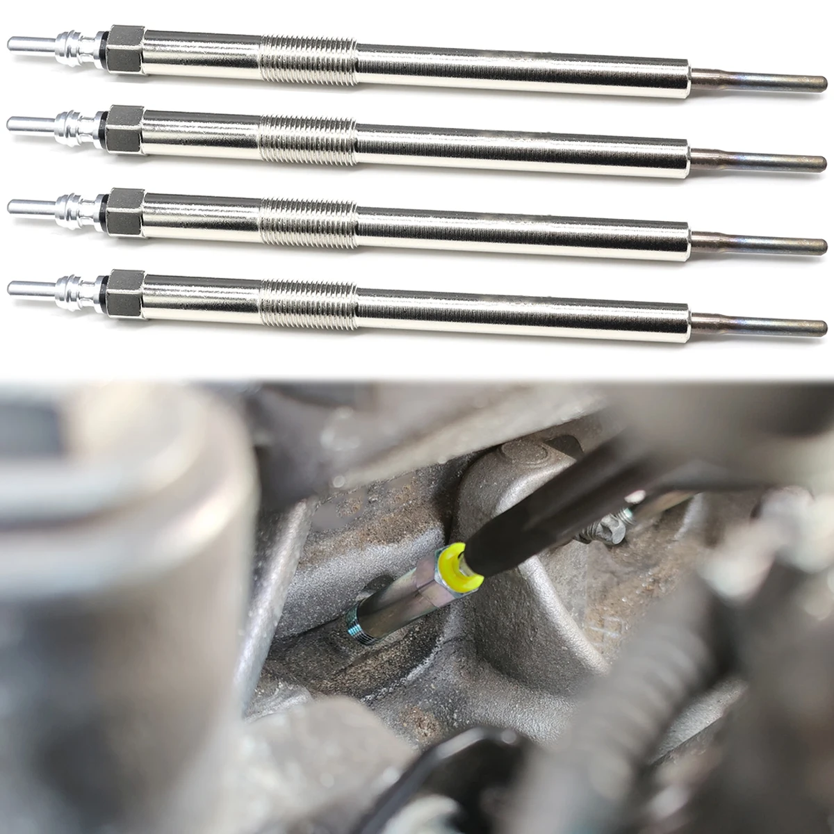 

4 шт. никелированных свечей накаливания для дизельных отопителей 4.5V 11065-00Q0H для Nissan Cabstar Navara Primastar NP300 NV300 D40 X82 X83