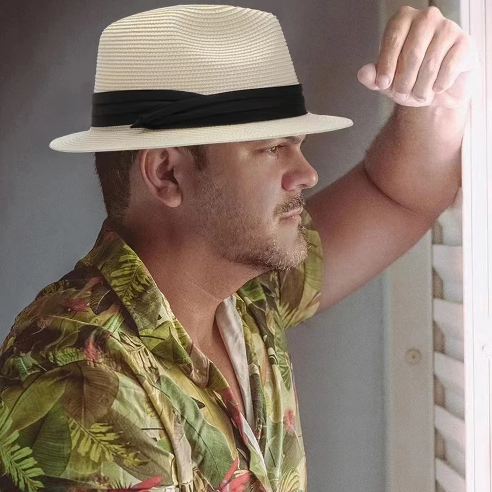 60cm letni kapelusz fedora z krótkim rondem słomkowy kapelusz mężczyźni kobiety kapelusz przeciwsłoneczny duży rozmiar duża głowa kapelusze Trilby