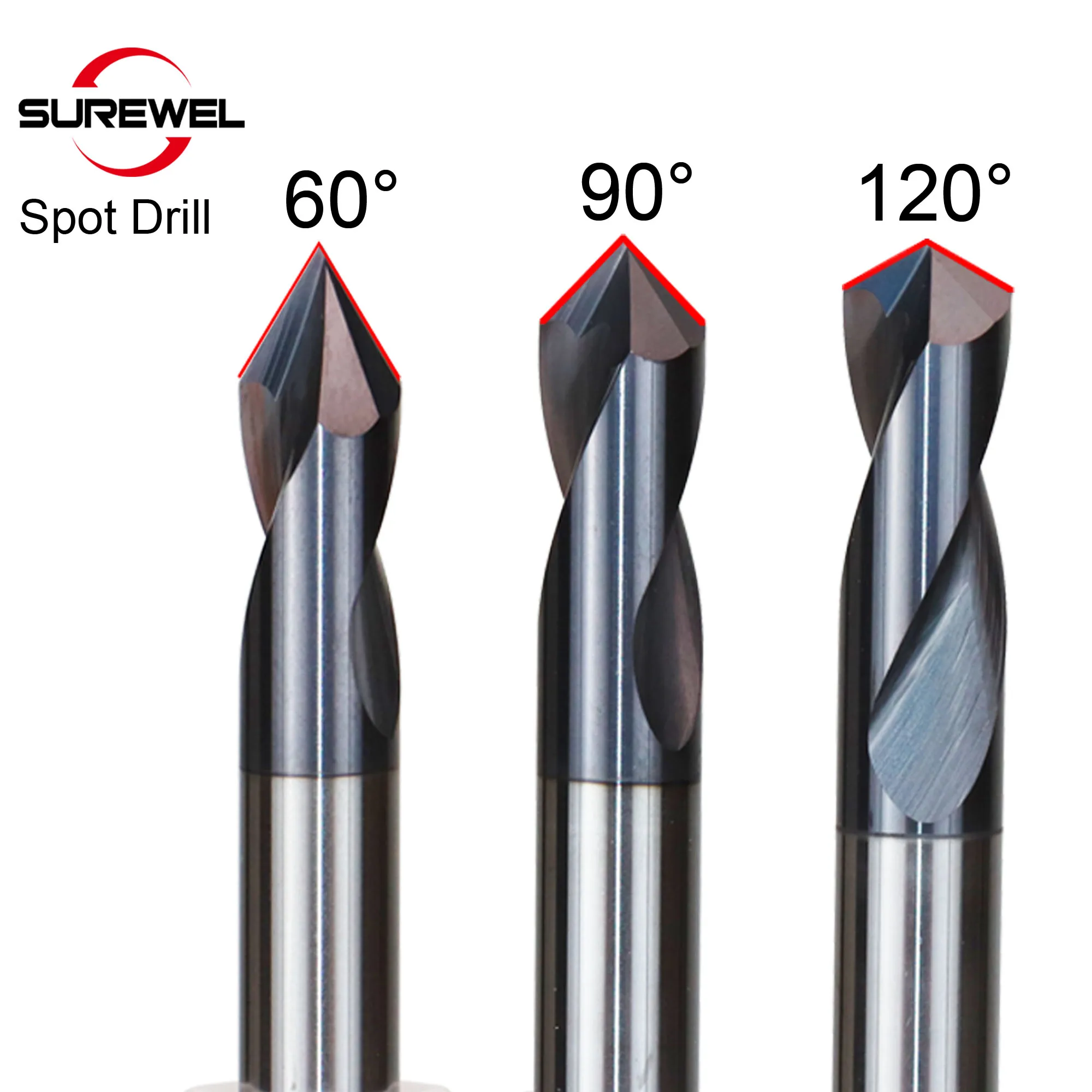 

Carbide Spot Drill Stub Center Point Bit 60 90 120 Degree 1-12mm Chamfer Location Prepare Guide Pilot Hole CNC Machine Tools