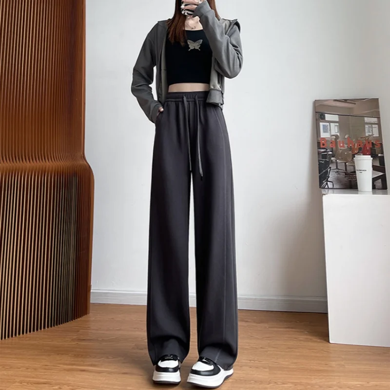 

Women's High-Waisted Straight-Leg Sweatpants Petite-Fit Wide-Leg Trousers Soft, Durable and Versatile