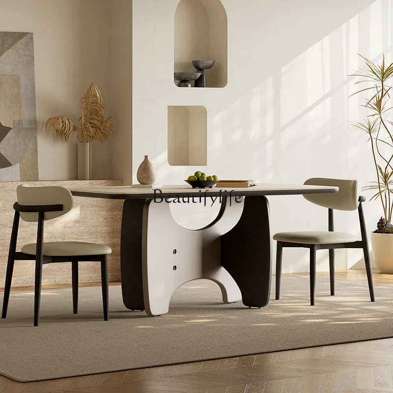 

yj5 Modern simple full support microcrystalline stone dining table light luxury high-end dining room living room home
