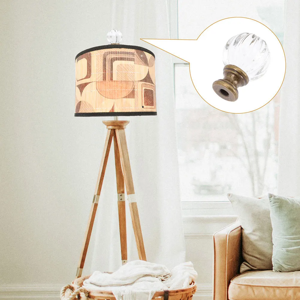 

2Pcs Lamp Finial Ball Knob Metal Glass Lamp Shade Finial Cap for Floor Desk Table Lamps Decorative Light Knob Elegant Style
