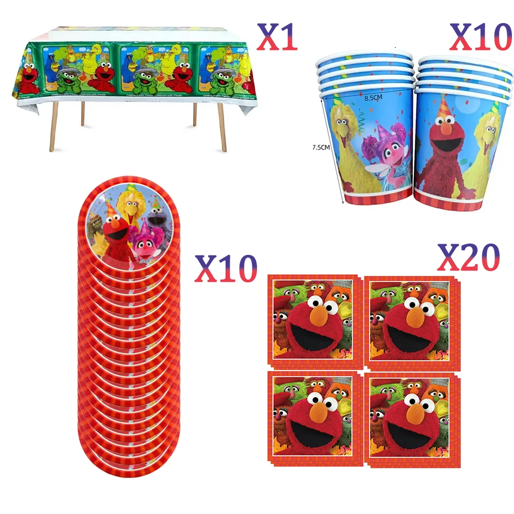 Geburtstagsballon-Partydekoration, Sesamstraßen-Thema, Teller, Kuchenaufsätze, Banner für Kindergeburtstag, Partyzubehör, Babyparty – Detail 8