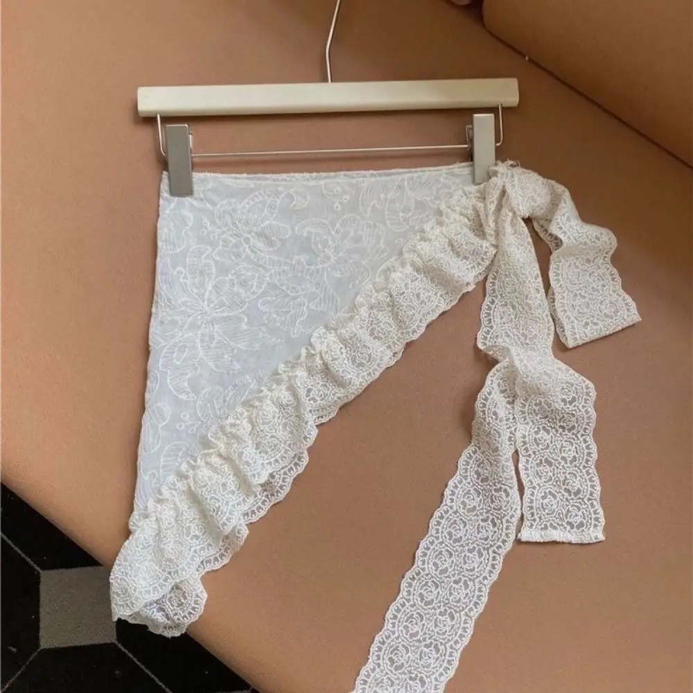 

Floral Printed Lace Triangle Scarf Ethnic Style Wraps Lace Headband Pastoral Style Countryside Style Lace Head Scarf Ladies
