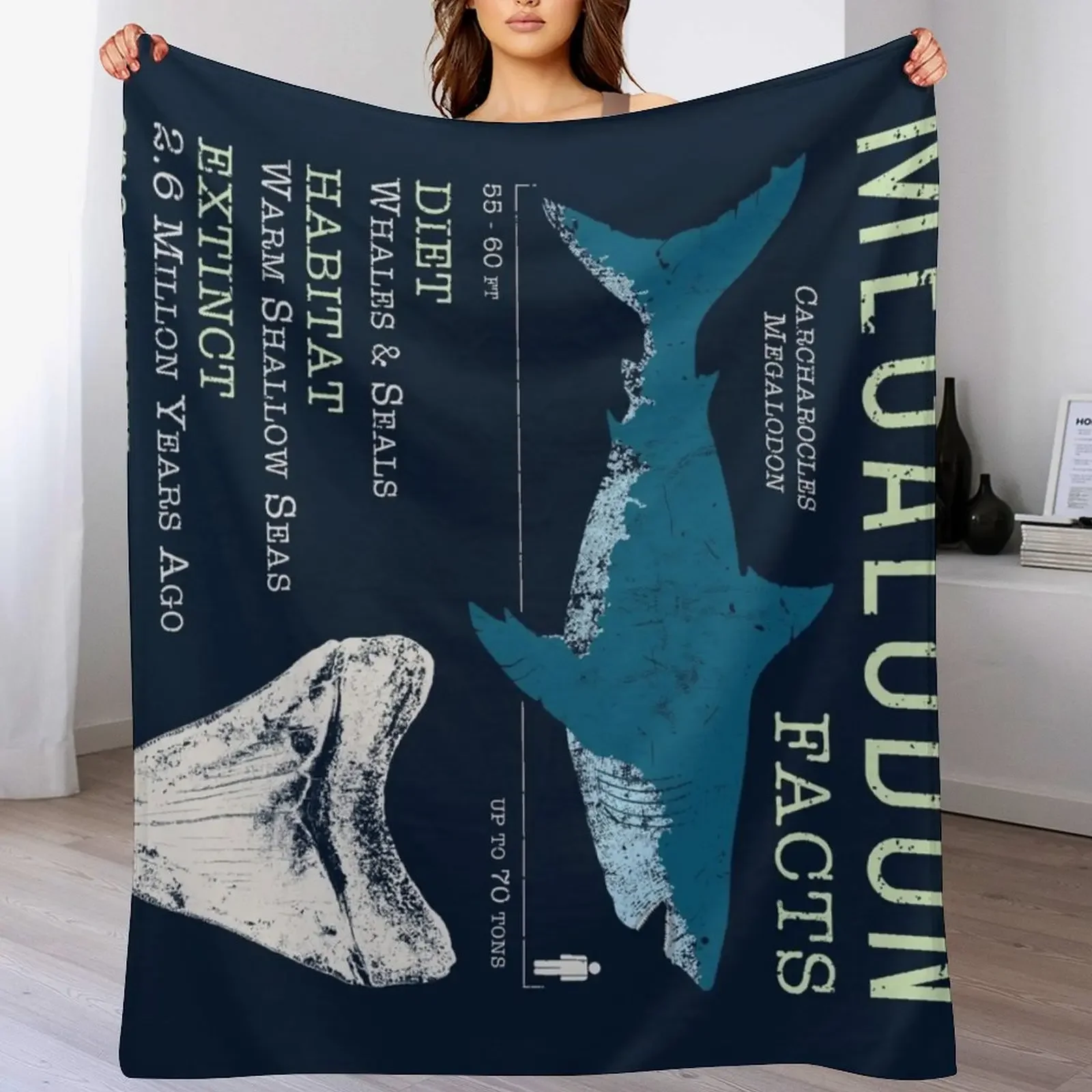 Megalodon Facts Throw Blanket valentine gift ideas Soft Beds Comforter Blankets