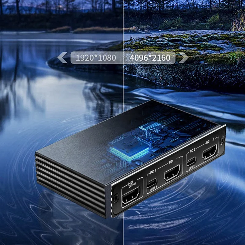 محول 4K 2 في 1 خارج سريع فيديو الجلاد 1 قطعة التبديل السريع 2 شاشات لأجهزة الكمبيوتر التلفزيون العارض اتصال سريع التبديل