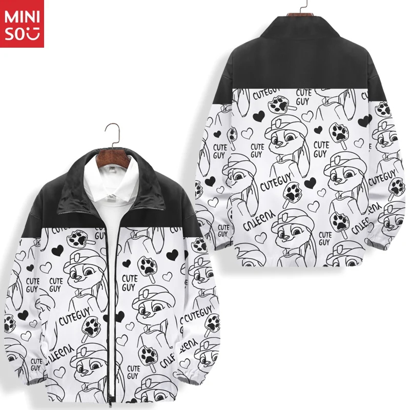 سترة Miniso Zootopia Judy Nick، معطف بياقة مزدوجة، سترة خريفية كرتونية