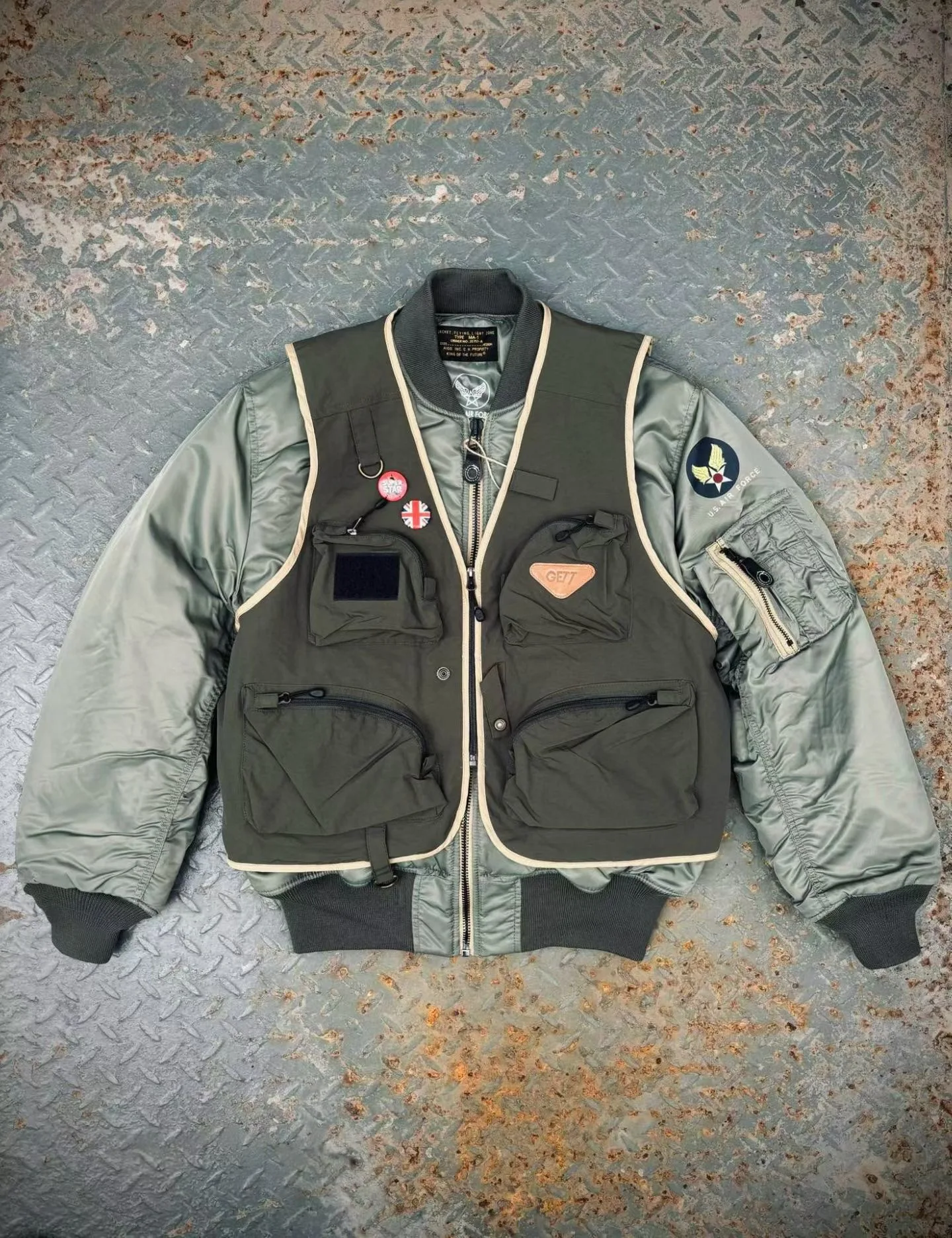 

BUZZ RICKEONE X GETT двухсекционный летный костюм MA1, хлопковая куртка