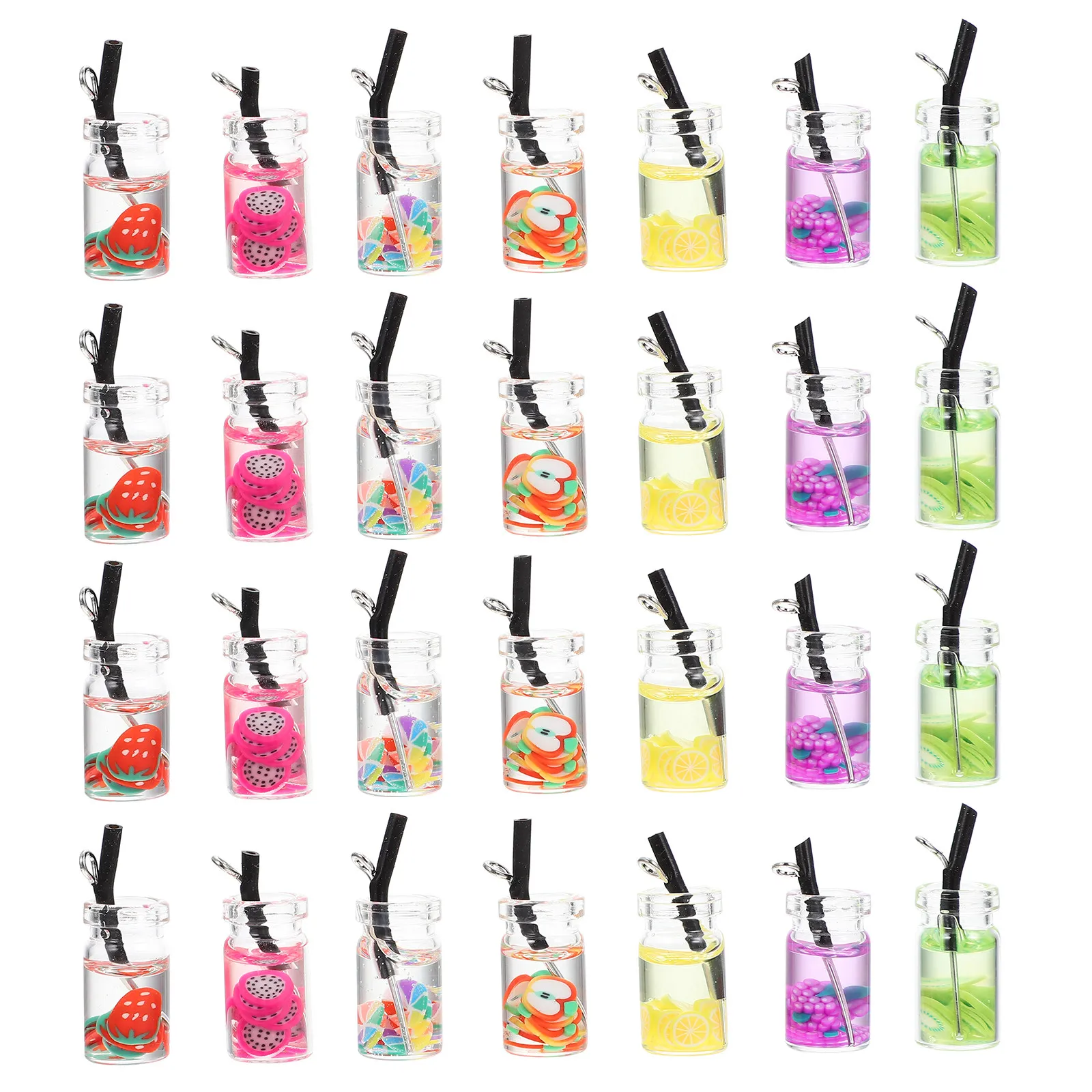 

42Pcs Mini Pendants for DIY Earrings Jewelry Making Charms Creative Fruit Drink Cup Glass Pendant Craft Supplies