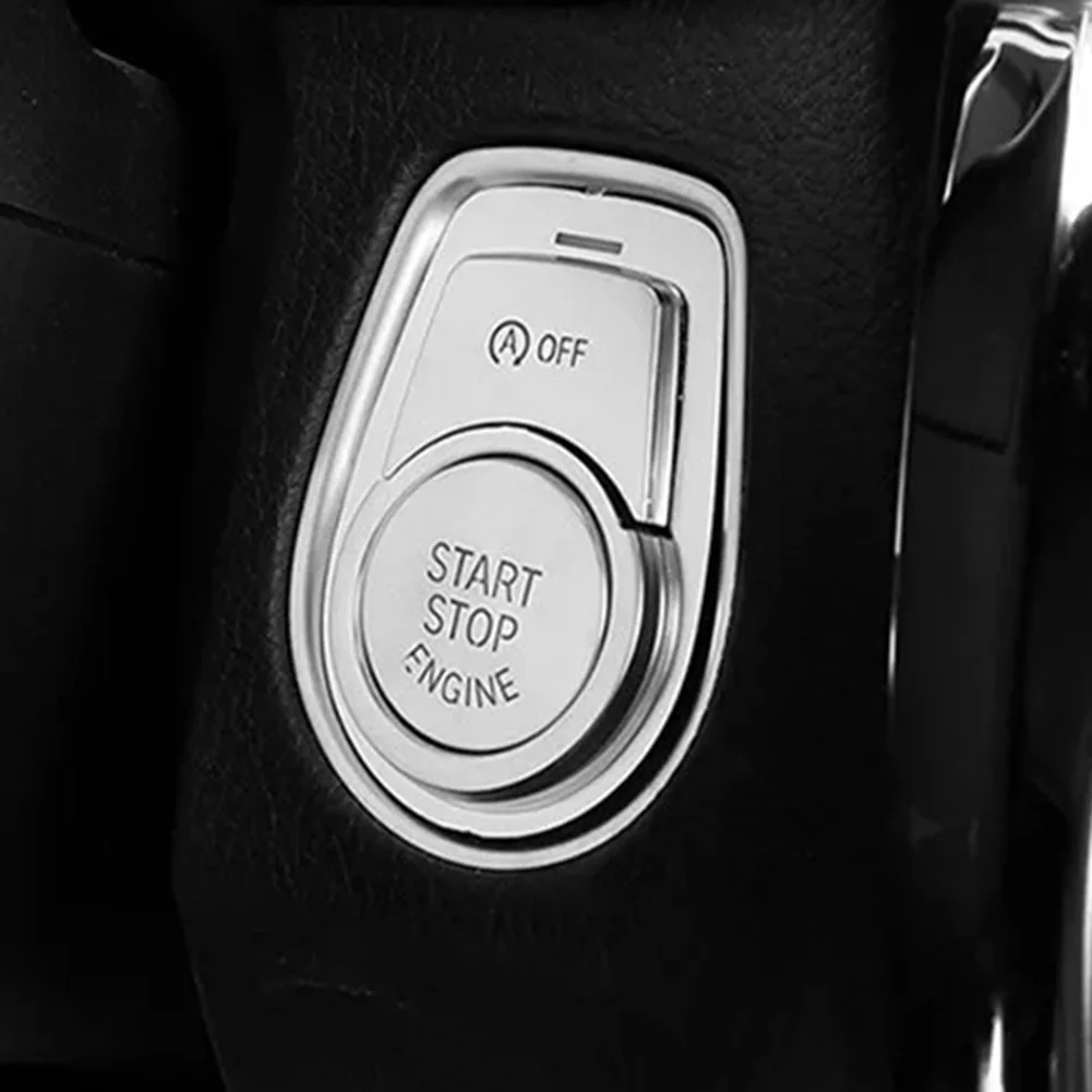 Silver Car Engine Start Stop Button Cover Trim For BMW 1 2 3 Series F30 For X1 X6 Ignition Start Stop OFF Switch Button Cover