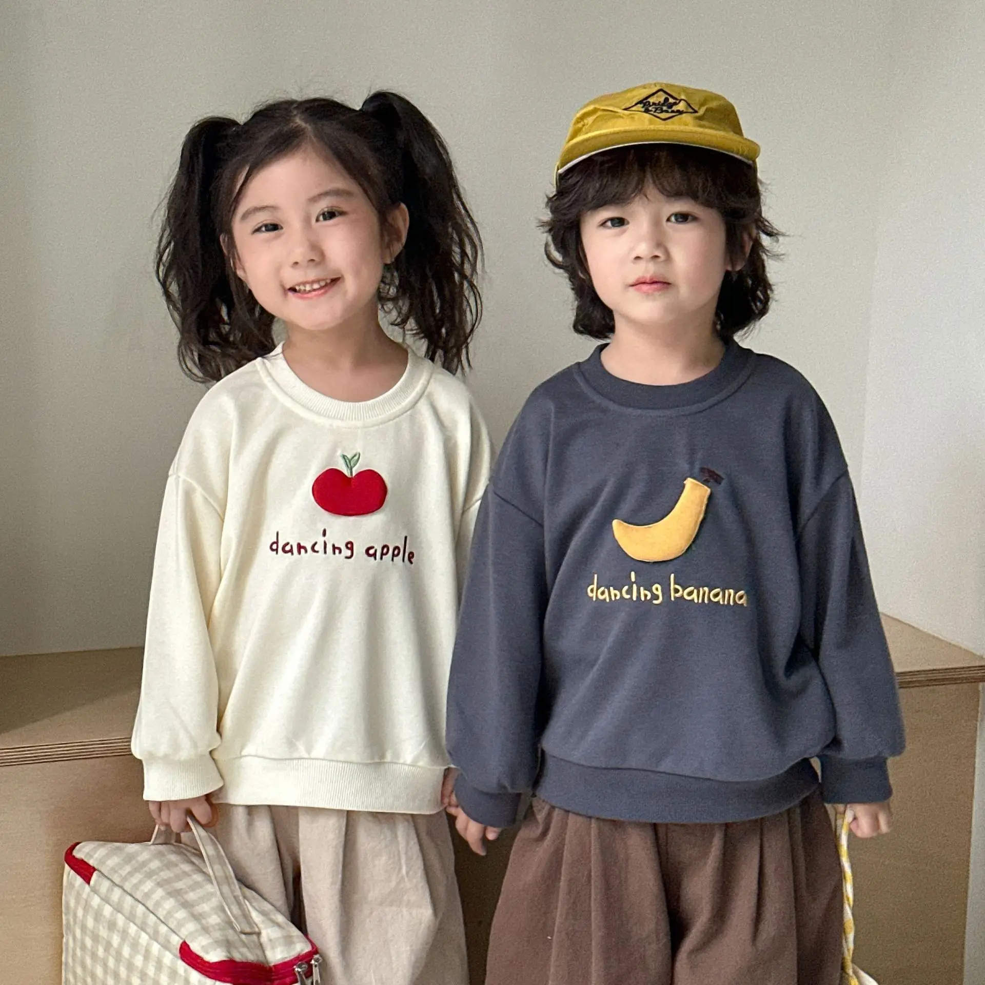 Baby Girls Boys Sweatshirt Kids Fruit Hoodies Toddler Loose Pullover 2025 Spring Autumn Children's Clothing Korean Style