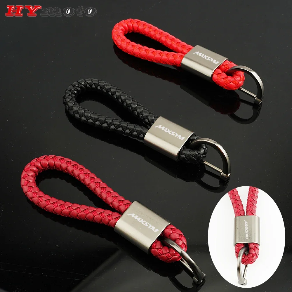 Motorcycle Accessories Leather Knitting Rope Keychain Metal Keyring For SYM MAXSYM 400 400i 600 600i TCS ABS 2017-2021 2022 2023