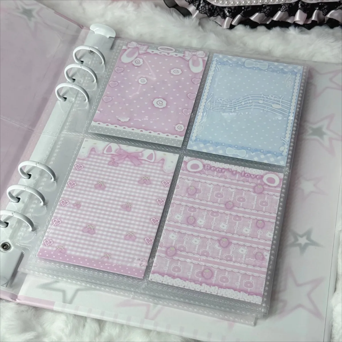 80 szt. Papieru do tła na karty Kpop, 6,5x9,1 cm, papier do dekoracji na fotokarty 3-calowe, pasuje do albumów i segregatorów. — zdjęcie produktu 4