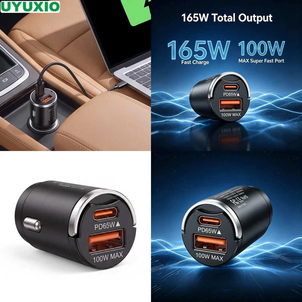 carregador-de-carro-de-baixo-perfil-165w-com-pd-65w-usb-c-e-100w-usb-a-corpo-em-liga-de-zinco-resistente-ao-calor-para-dispositivos-moveis-e-laptops