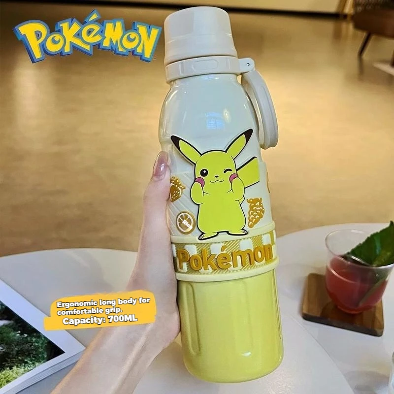 البوكيمون بيكاتشو أنيمي Kawaii 700mL 304 الفولاذ المقاوم للصدأ سعة كبيرة كوب معزول مع القش مفاجأة هدية لمحبي أنيمي