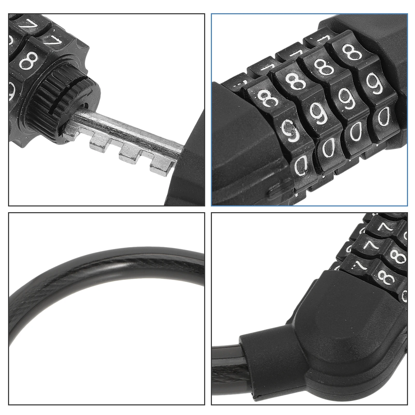 

2pcs Wear-Resistant Bike 4- Combination Motorcycle Sturdy Cable Outdoor Cycle Security Anti-Theft Locks For Scooters