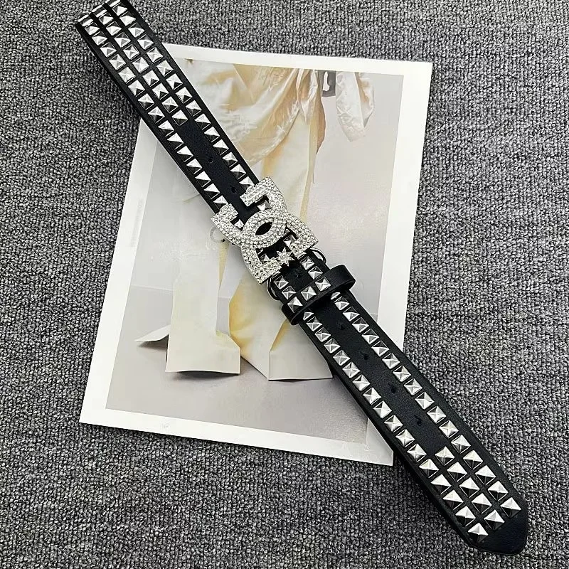 Y2K Luxury Hot Girl Women's Rhinestone Belt Unique punk Fashion Rivet Leather Belt Versatile Embedded Decorative Belt