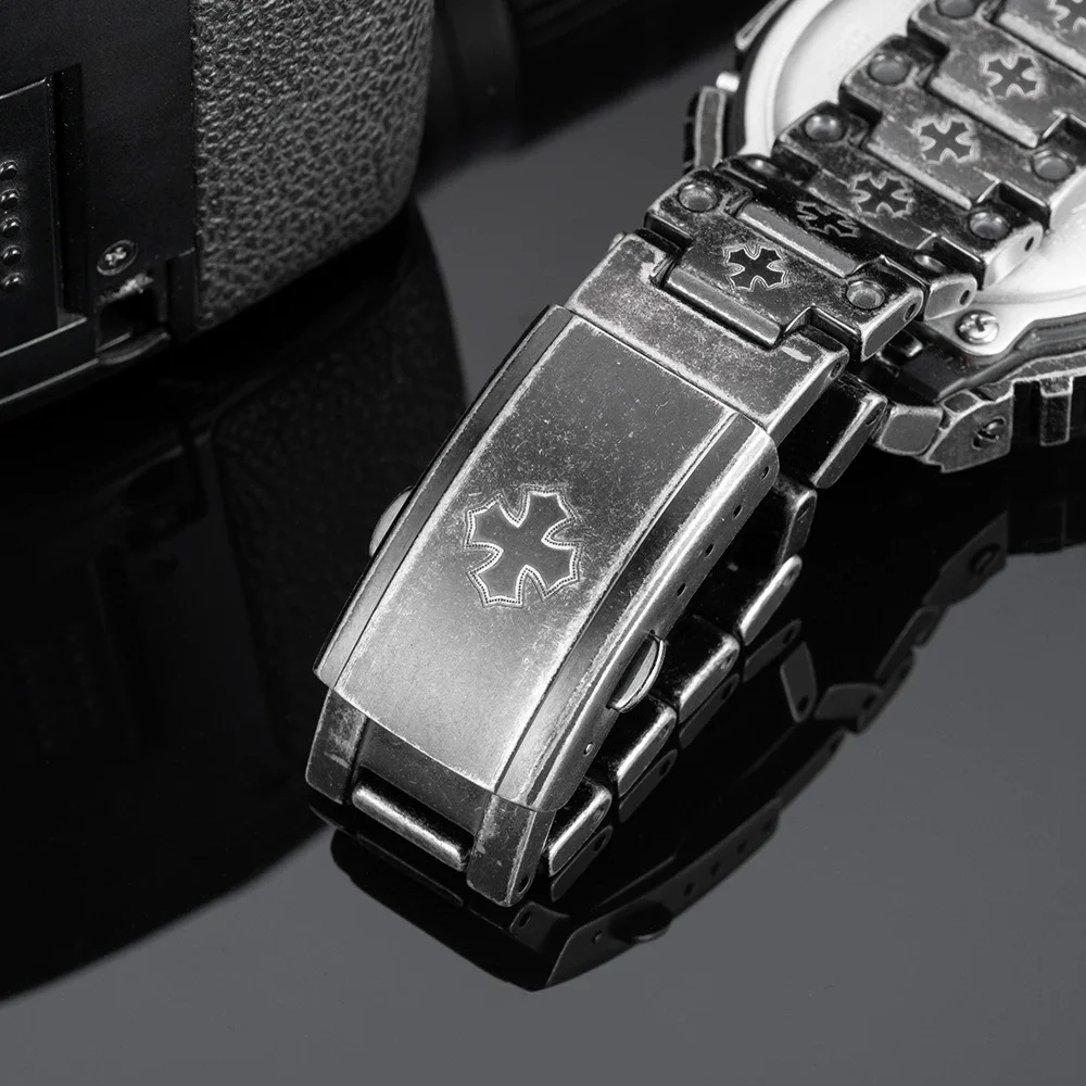 حافظة + حزام لسلسلة DW-5600 5000 5030 5025 5035 / GB-5600 GWX-5600 GW-B5600 مجموعة من الفولاذ المقاوم للصدأ بنمط المهرج الأسود المعدل