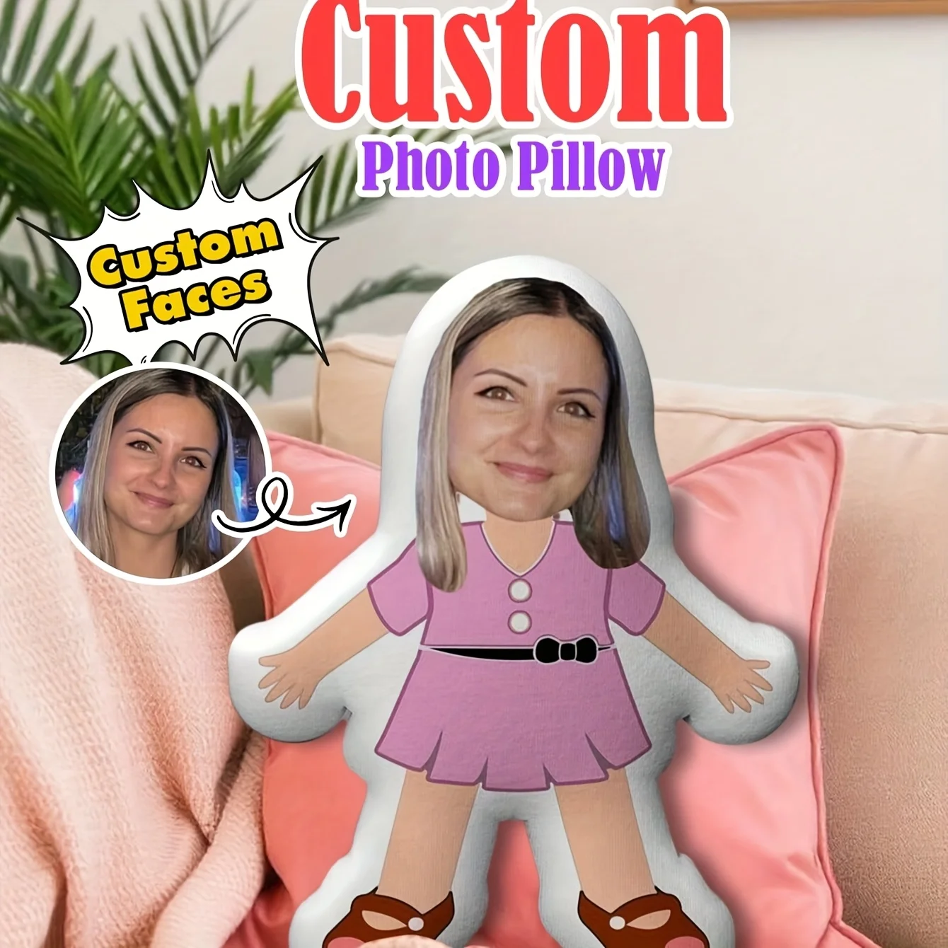 You can customize mini girl pillows with your favorite photos by sharing multiple items. Unique cushions with personalized facia