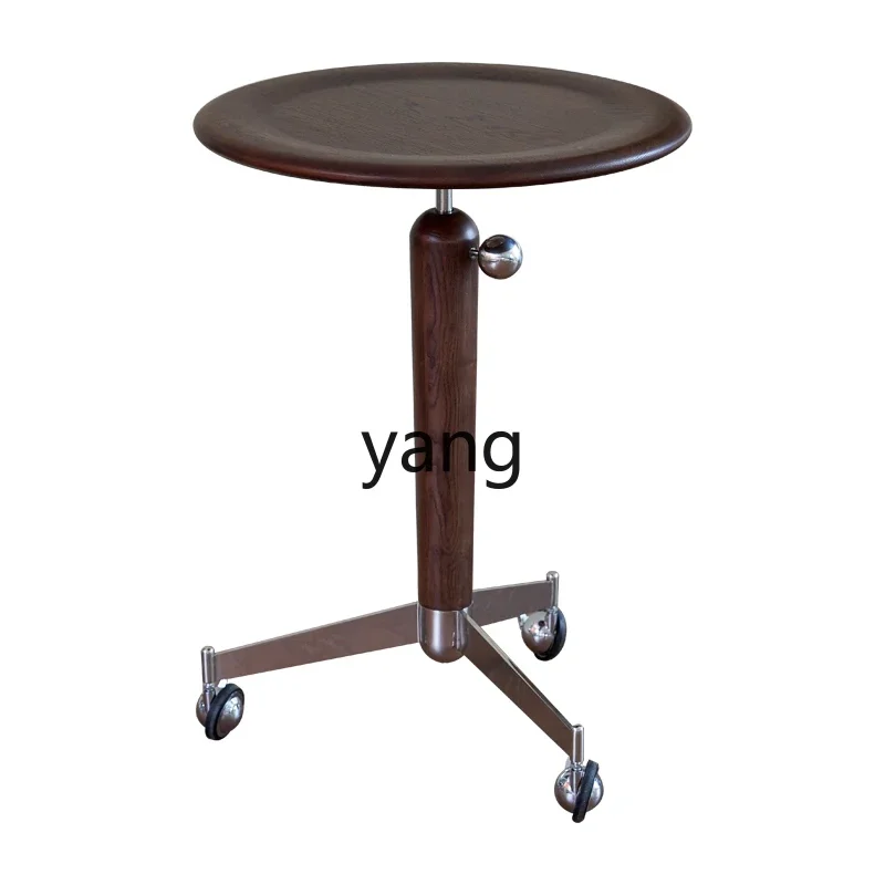 CX can lift the coffee table multi-function medieval solid wood small round table living room can be moved