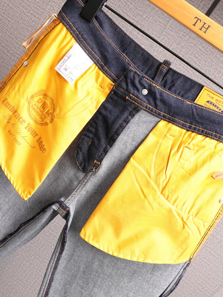 ファッション シンプル 高級感 ソリッドカラー ジーンズ メンズ ソリッドカラー トレンド カジュアル ストレッチ ストレートレッグパンツ