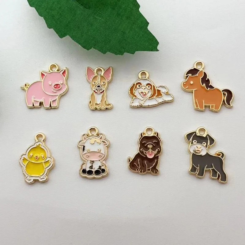 10pcs Cute Dog Charm for Jewelry Making Enamel Necklace Pendant Bracelet Phone Accessories Diy Craft Supplies