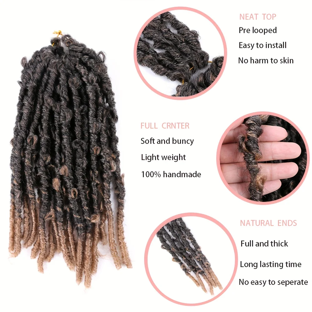 6 قطع من شعر كروشيه على شكل فراشة لوكس |   10-22 بوصة ملتوية مسبقًا ومحلقًا مسبقًا |   لوكس الصناعية الصناعية |   خفيفة الوزن، خالية من التشابك |   من السهل إنستا