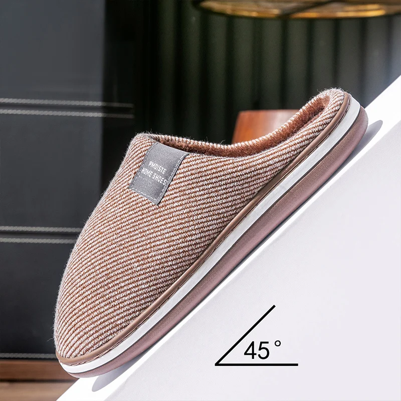 Pantoufles en mousse à mémoire de forme pour hommes, chaussures de maison coordonnantes pour hommes, pantoufles d\'intérieur unisexes à rayures,