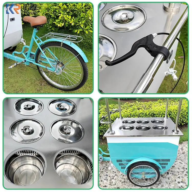 OEM Hot Sale Electric Outdoor Gelato Kiosk Mobile Food Truck Italian Popsicle Ice Cream Bike Cart With Freezer For Sale