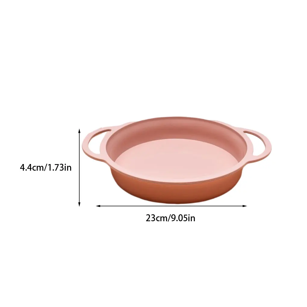 Loyang Cetakan Kue Silikon Anti Lengket dengan Pegangan Peralatan Memanggang Bulat Merah Muda